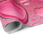 roze hartvormige waterdruppels cadeauverpakking cadeaupapier (Rol Hoek)