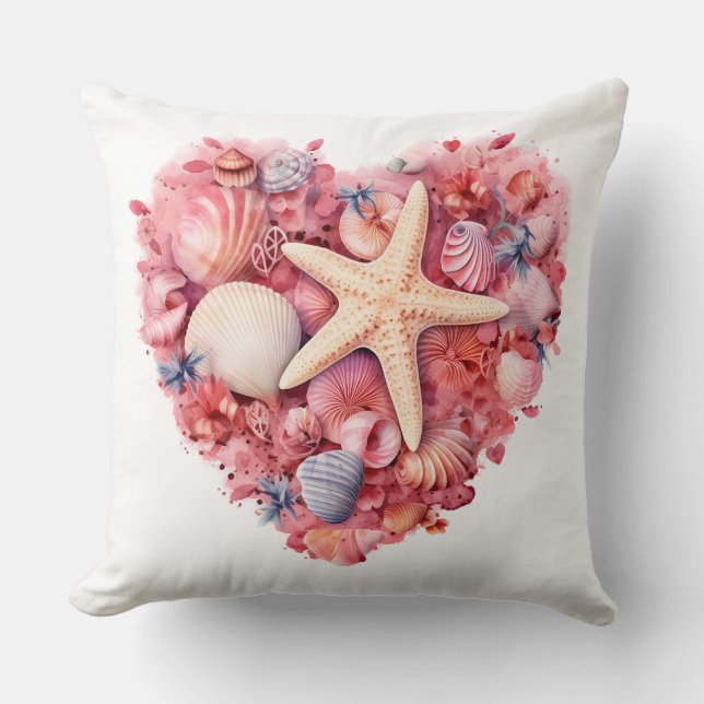 ROZE HARTVORMIGE ZOMER SCHELP STILLEVEN KUSSEN (Voorkant)