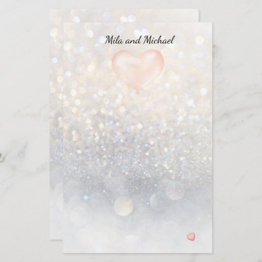 Roze hartwalon Stationery Briefpapier (Voorkant / Achterkant)