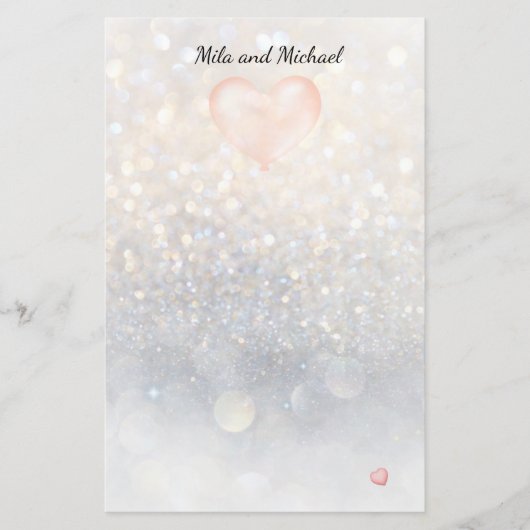 Roze hartwalon Stationery Briefpapier (Voorkant)