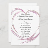 Roze hartweddenrepetitie Dinner Kaart (Voorkant / Achterkant)