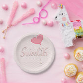 Roze hartweg 16 ballon papieren bordje (Feest)