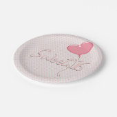 Roze hartweg 16 ballon papieren bordje (Gekanteld)