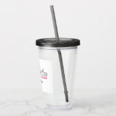 Roze hartwonden Logo Acryltumbler met stro Acryl Drinkbeker (Links)