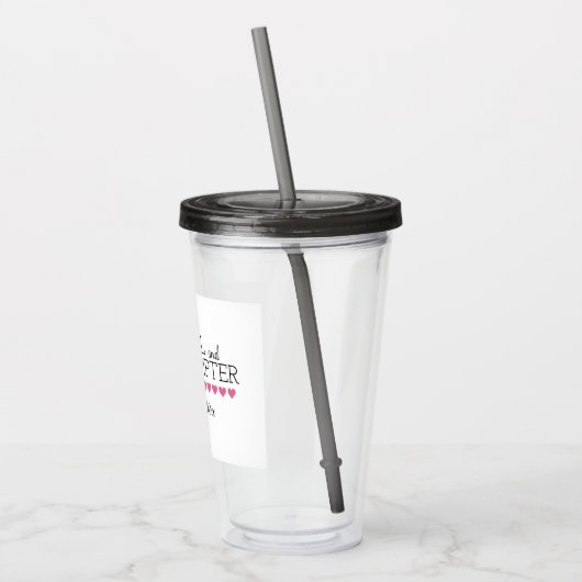 Roze hartwonden Logo Acryltumbler met stro Acryl Drinkbeker (Links)