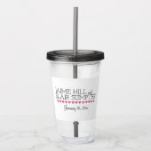 Roze hartwonden Logo Acryltumbler met stro Acryl Drinkbeker (Voorkant)