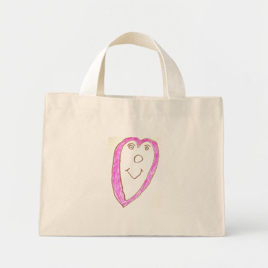 Roze hartzak mini tote bag (Voorkant)