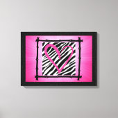 Roze hartZebra Print Wall Art (Voorkant)