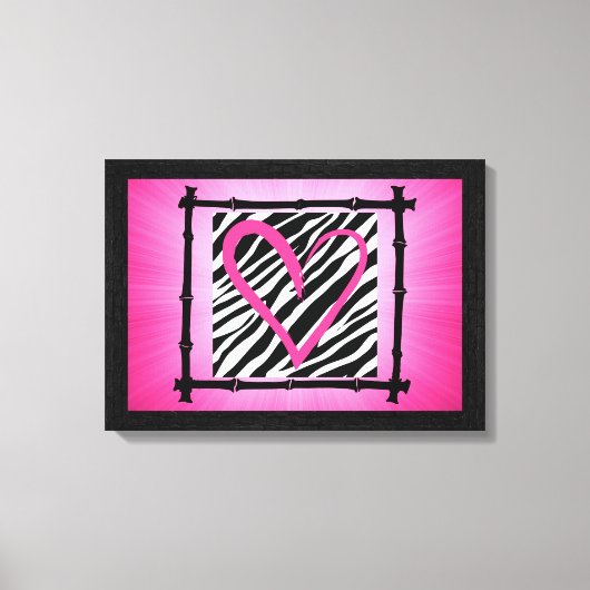 Roze hartZebra Print Wall Art (Voorkant)