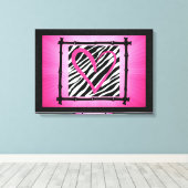 Roze hartZebra Print Wall Art (Insitu (Houten vloer))