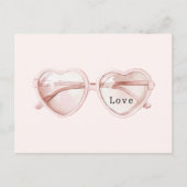 Roze hartzonnebril liefde briefkaart (Voorkant)