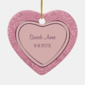 Roze hartzwijn Baby eerste kerst Keramisch Ornament (Achterkant)