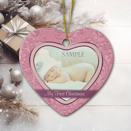 Roze hartzwijn Baby eerste kerst Keramisch Ornament