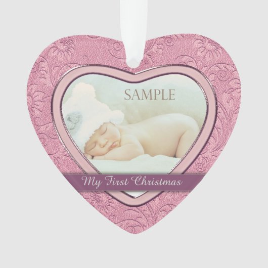 Roze hartzwijn Baby eerste kerst Ornament (voorkant)