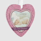 Roze hartzwijn Baby eerste kerst Ornament (voorkant)