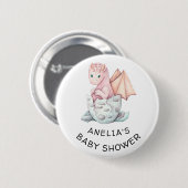 ROZE HATCHING DRAGON BABY SHOWER RONDE BUTTON 5,7 CM (Voorkant /achterkant)