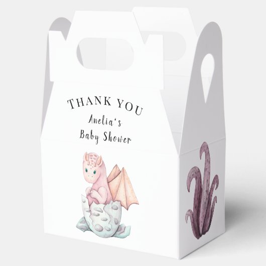 Roze Hatching Dragon Dank u Bedankdoosjes (Geopend)