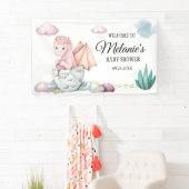 Roze Hatching Dragon Roze Wolken Achtergrond Spandoek (Insitu)