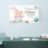 Roze Hatching Dragon Roze Wolken Achtergrond Spandoek (Beurs)
