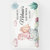 Roze Hatching Dragon Roze Wolken Achtergrond Spandoek (Verticaal)