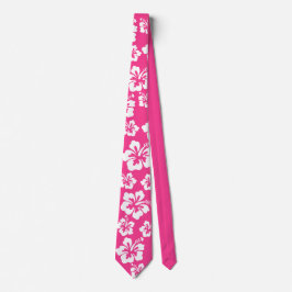 Roze Hawaiaanse Bloemen – Tropische Witte Bloemen Stropdas
