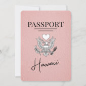 Roze Hawaii Passport Uitnodiging voor het Huwelijk (Achterkant)