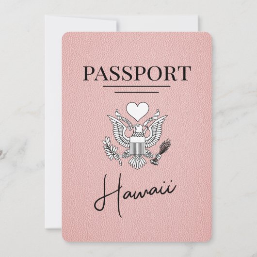 Roze Hawaii Passport Uitnodiging voor het Huwelijk (Achterkant)