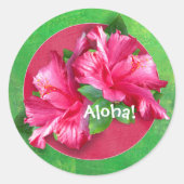 Roze Hawaiiaanse Aloha Hibiscus Stickers (Voorkant)