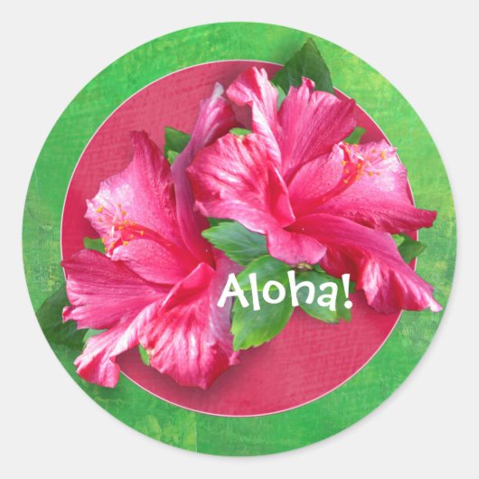 Roze Hawaiiaanse Aloha Hibiscus Stickers (Voorkant)