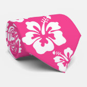 Roze Hawaiiaanse bloemen - Tropische witte bloem Stropdas (Opgerold)