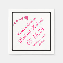 Roze Hawaiiaanse eilanden afstuderen papieren serv Servetten