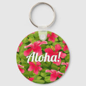 Roze Hawaiian Hibiscus Aloha! Sleutelhanger (Voorkant)