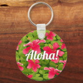 Roze Hawaiian Hibiscus Aloha! Sleutelhanger (Voorkant)