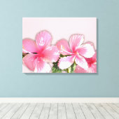 Roze Hawaiian Hibiscus Flowers Canvas Afdrukken (Insitu (Houten vloer))