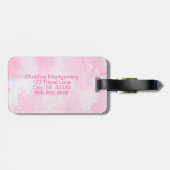 Roze Heart Aangepast Naam Monogram Initiaal Bagagelabel (Achterkant horizontaal)