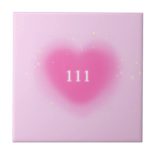  Roze Heart Aesthetisch Angel-nummer 111 Tegeltje (Voorkant)