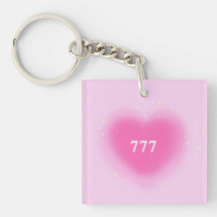  Roze Heart Aesthetisch Angel-nummer 777 Sleutelhanger