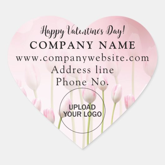 Roze Heart Business Valentijn Greeting Sticker (Voorkant)