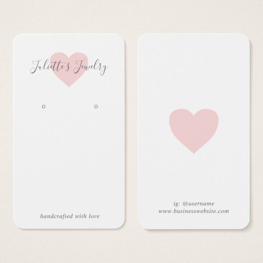 Roze Heart Cute Custom Earling Holger Card Visitekaartje (Voorkant /achterkant)