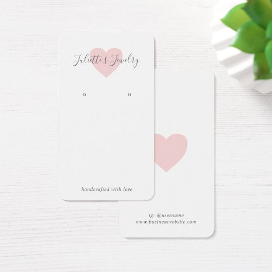 Roze Heart Cute Custom Earling Holger Card Visitekaartje (Bureau)