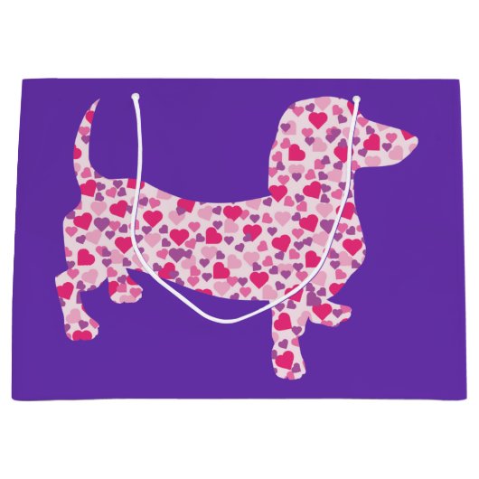 Roze Heart Dachshund Groot Cadeauzakje (Voorkant)