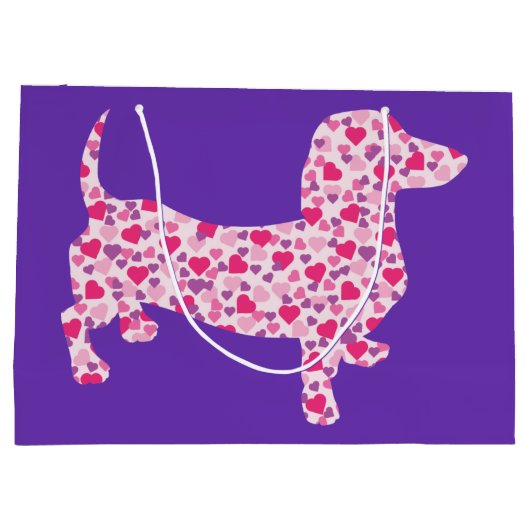 Roze Heart Dachshund Groot Cadeauzakje (Achterkant)