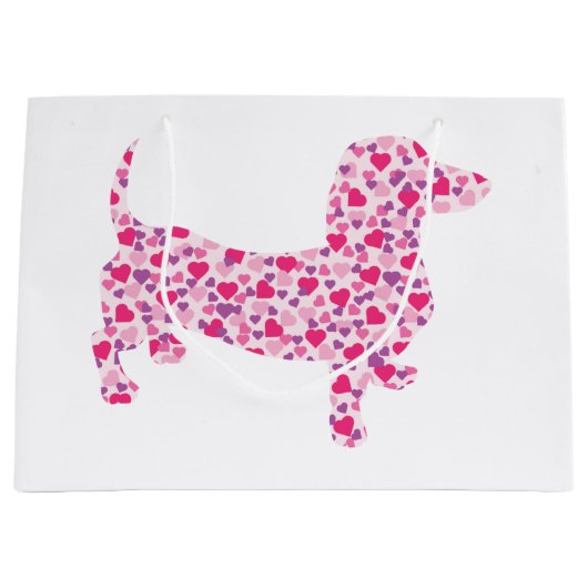 Roze Heart Dachshund Groot Cadeauzakje (Voorkant)