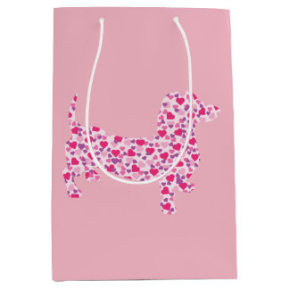 Roze Heart Dachshund Medium Cadeauzakje