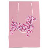 Roze Heart Dachshund Medium Cadeauzakje (Achterkant)