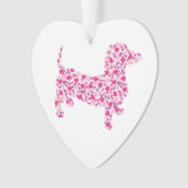 Roze Heart Dachshund Ornament (voorkant)