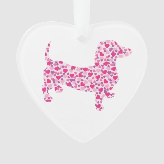 Roze Heart Dachshund Ornament (voorkant)