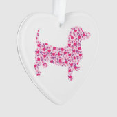 Roze Heart Dachshund Ornament (voorkant)