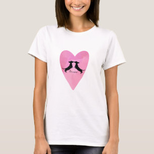 Roze Heart Dachshund Silhouette Valentijn Shirt