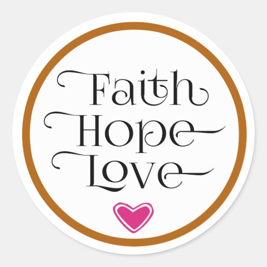 Roze Heart Faith Hope Love Sticker (Voorkant)
